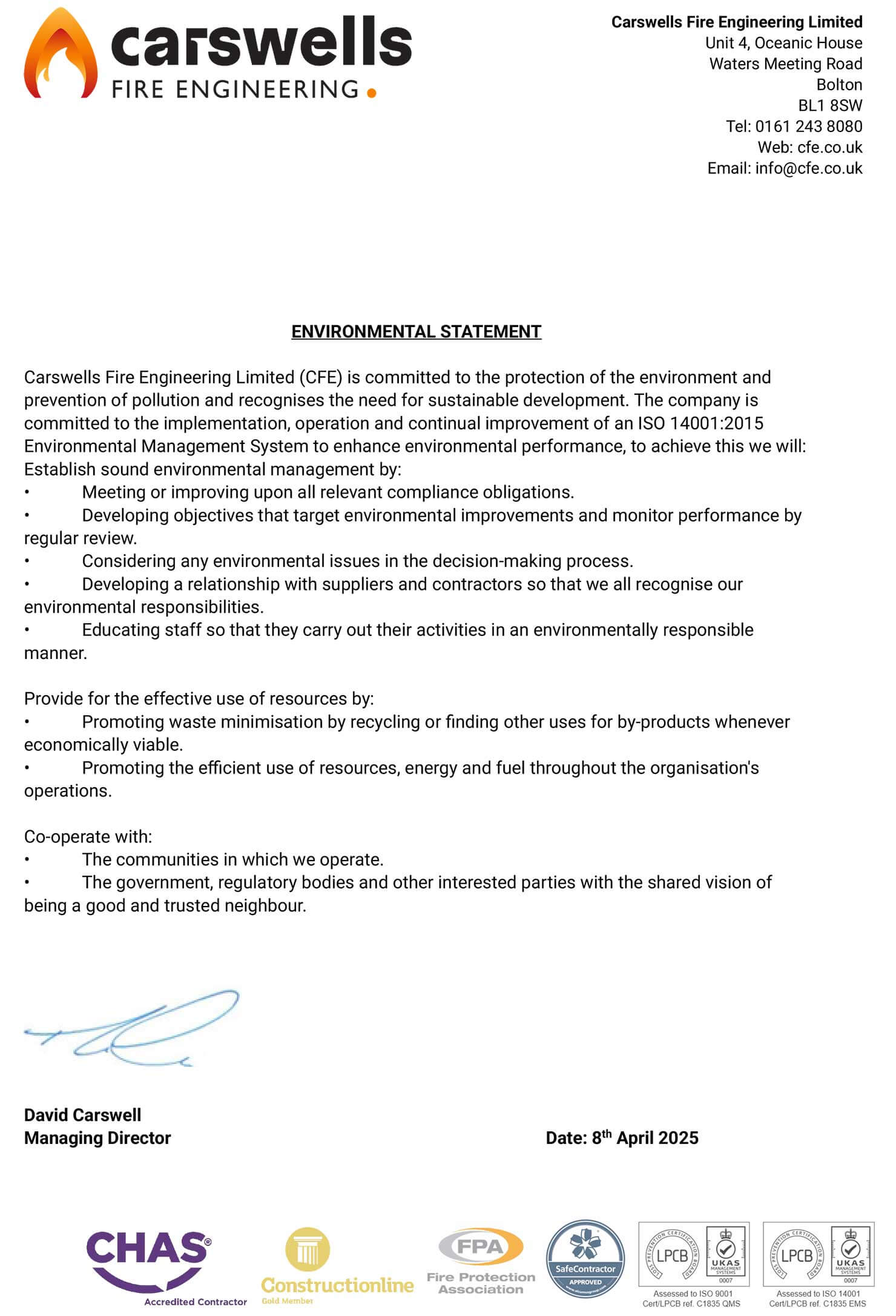 CFE Group | Environmental Policy CFE Group | Environmental Policy